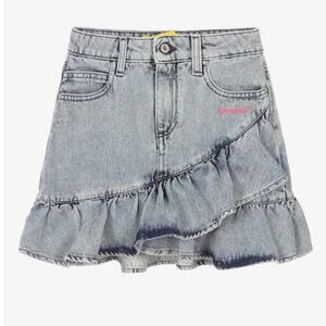 Off White Kids Denim Ruffle Skirt Blue Diagonal Sz 12